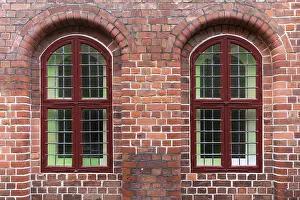Deserted Brick Building Europe Drucke: Two windows on an old brick house