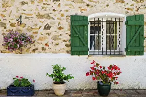 Empty House Exterior View Drucke: Windows with wrought iron bars