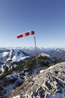 Mangfall Mountains Germany Drucke: Windsock on the summit of Mt Wallberg