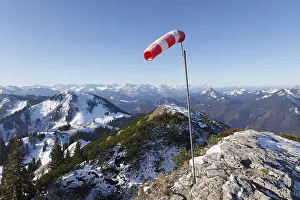 Upper Bavaria Alps Drucke: Windsock on the summit of Mt Wallberg