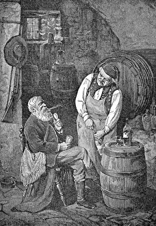 Wine Cellar Drucke: Wine tasting in the wine cellar