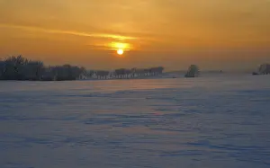 Winter Landscape Drucke: Winter day with the setting sun