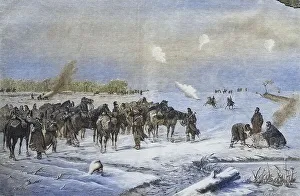 Vintage Woodcut Print Drucke: Winter Memory from the Paris Days of 1870