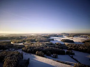 Upper Palatinate Evening Atmosphere Drucke: Winter, snow, forest, trees, drone