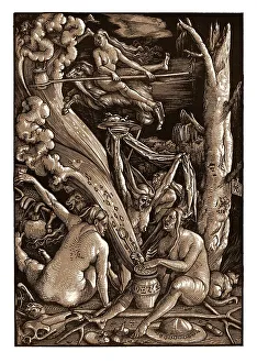 Drei Hexen vorbereiten sich auf den Sabbat
