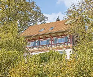 Half Timbering Style Building Drucke: Wolfegg half-timbered building