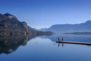 Salzkammergut Mountains Drucke: Wolfgangsee with reflection of the mountains