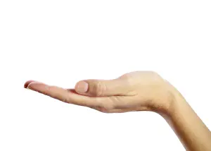Single Person Studio Shot Drucke: Womans hand against a white background