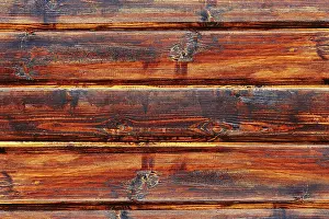 Deserted Wooden Structure Drucke: Wood log background textured pattern plank wall