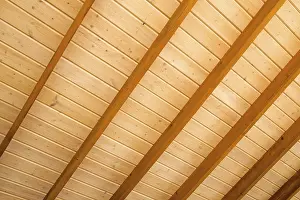 Deserted Coffee Shop Interior Drucke: Wooden ceiling background