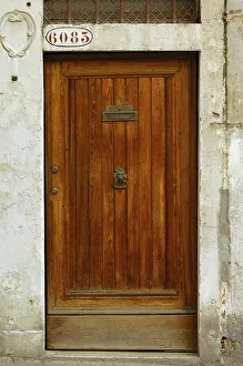 Türen Drucke: Holztor mit Türklingel, Venedig.