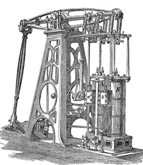 German Industrial Plant Drucke: Woolsche Balanciermaschine, regular standing steam engine