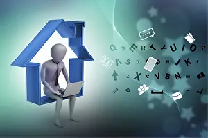 Symbolic Picture Idea Drucke: Work at home concept
