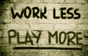 Symbolic Image Concept Drucke: Work Less Play More Concept