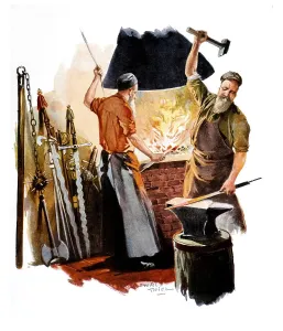 Handicraft Workshop Drucke: Workshop of a costume maker or swordsmith