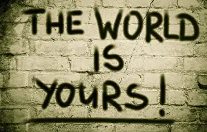 Abstract Symbol Picture Drucke: The World Is Yours Concept