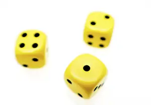 Gambling Theme Photo Drucke: Three yellow dice
