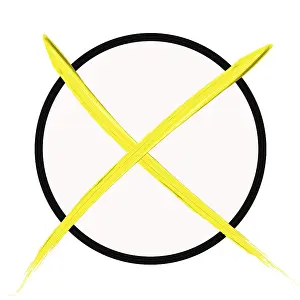 European Election Symbol Drucke: Yellow voting cross