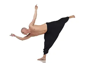 Meditation Pose Drucke: Yoga instructor posing in special pants for training