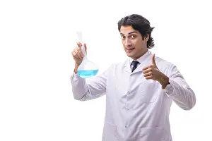 Young Chemist Drucke: Young chemist isolated on white background