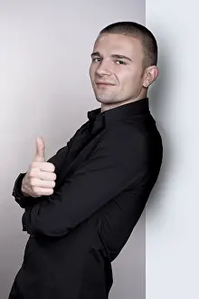 Self Confident Guy Drucke: Young man, cheering