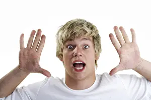 Surprised Facial Expression Drucke: Young man, surprised