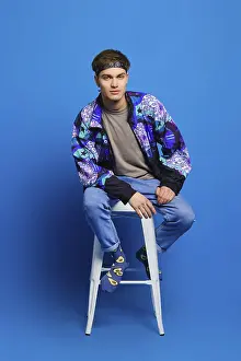 Young Man Fashion Drucke: Young man in windbreaker jacket