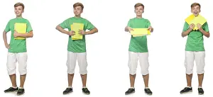 White Background Studio Shot Drucke: Young student with notes isolated on white