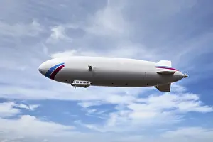 Deserted Airplane Scene Drucke: Zeppelin dirigible airship in sky
