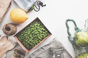 Environmental Protection Image Drucke: Zero waste concept. Eco-friendly kitchen and bath set