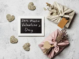 Top View Flat Lay Photography Drucke: Zero waste Valentine's Day concept