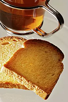 Hot Beverage Drink Drucke: Zwieback and tea