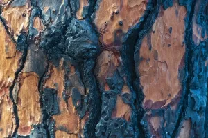 La Palma Island Landscape Drucke: Detail of a burned Canary pine tree