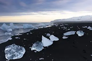 Black Sand Beach Europe Drucke: Diamond Beach