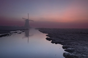 European Water Scenery Drucke: Dutch windmill