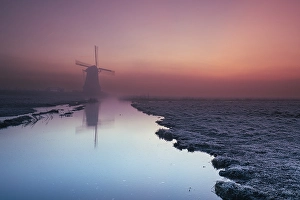 European Water Scenery Drucke: Dutch windmill