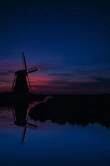 European Water Scenery Drucke: Dutch windmill