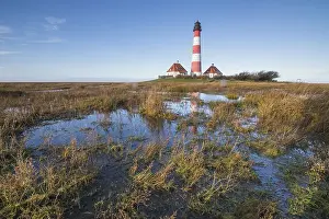 North Sea Shoreline Scenery Drucke: Lighthouse Westerhever, Germany