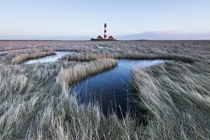 North Sea Shoreline Scenery Drucke: Lighthouse Westerhever, Germany