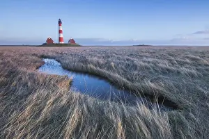 North Sea Shoreline Germany Drucke: Lighthouse Westerhever, Germany