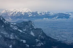 Austrian Mountain Landscape Drucke: Rhine in winter