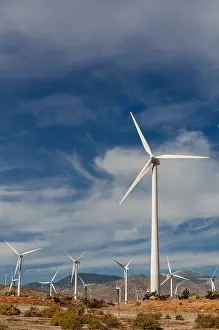 Windmill Landscape Photography Drucke: Rows of windmills on a wind farm