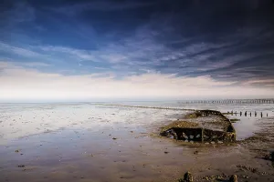 Netherlands Coastal Landscape Drucke: Ship wreck