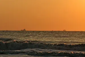 Dutch Coast Scenery Drucke: Sunset at the beach of Katwijk Netherlands, Zonsondergang aan he