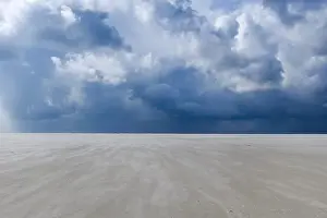 Wadden Sea Landscape Drucke: Thunderstorm on Norderoogsand, Germany