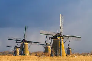 Netherlands Tourist Attraction Drucke: Windmills at Kinderdijk