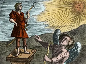 Colorful Engraving Artwork Drucke: Alchemy Illustration