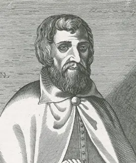 Gerahmter Druck : Arnaldus von Villanueva, spanischer Universalgelehrter. Gerahmter Druck : Arnaldus von Villanueva, spanischer Universalgelehrter.