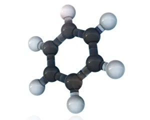 Drucke von Ein molekulares Modell des Benzols, eines organischen Verbindungs bestehend aus sechs Kohlenstoffatomen angeordnet in einem Ring, mit jeweils einem Wasserstoffatom an jedem Kohlenstoff Alle Bilder Drucke: Benzol, Molekülmodell