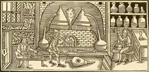 Herbal Medicine Artwork Drucke: Distillation, Middle Ages